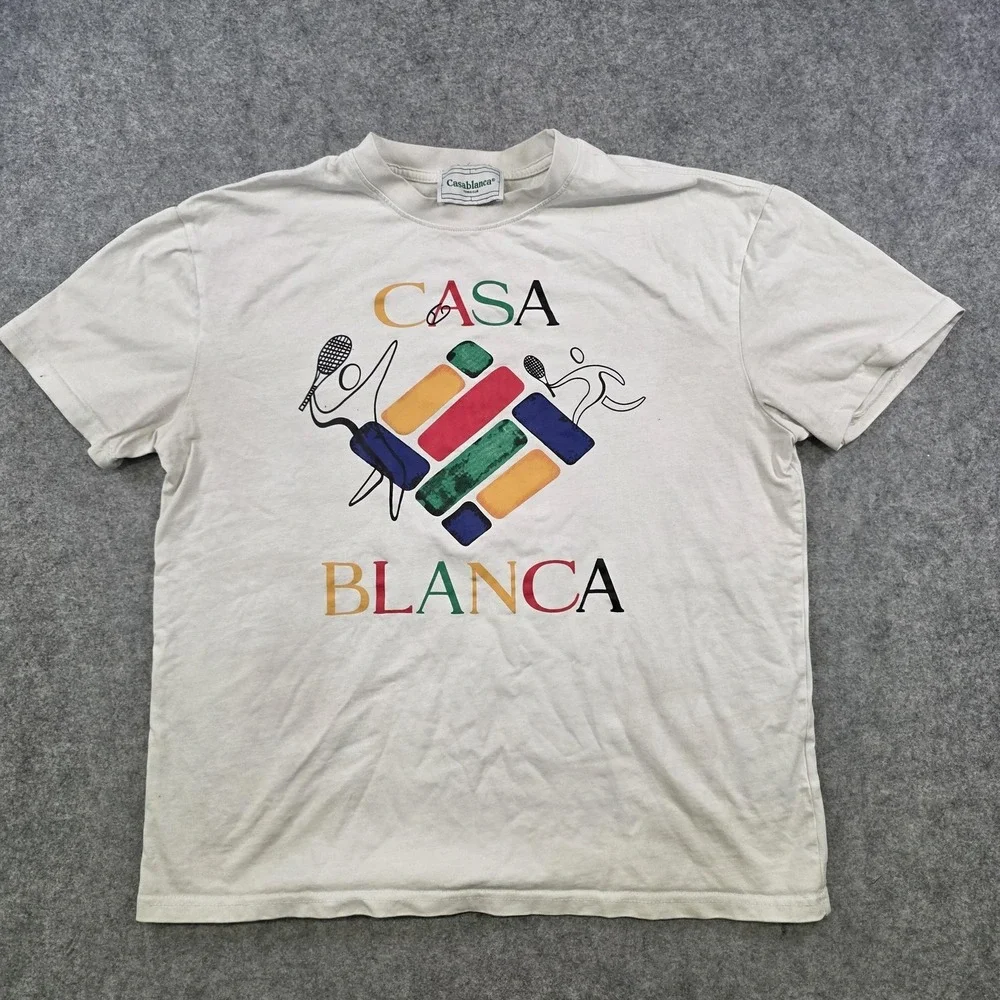Casablanca Tennis Club T Shirt Mens XL White Casa Blanca Tennis Graphic Tee